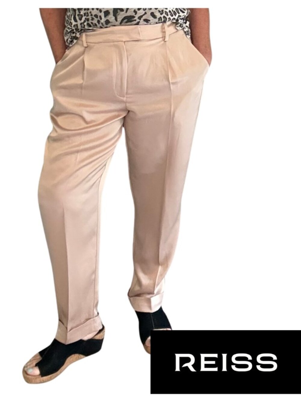 Reiss Celia Satin Pants - Neutral/Beige Pants Size 8